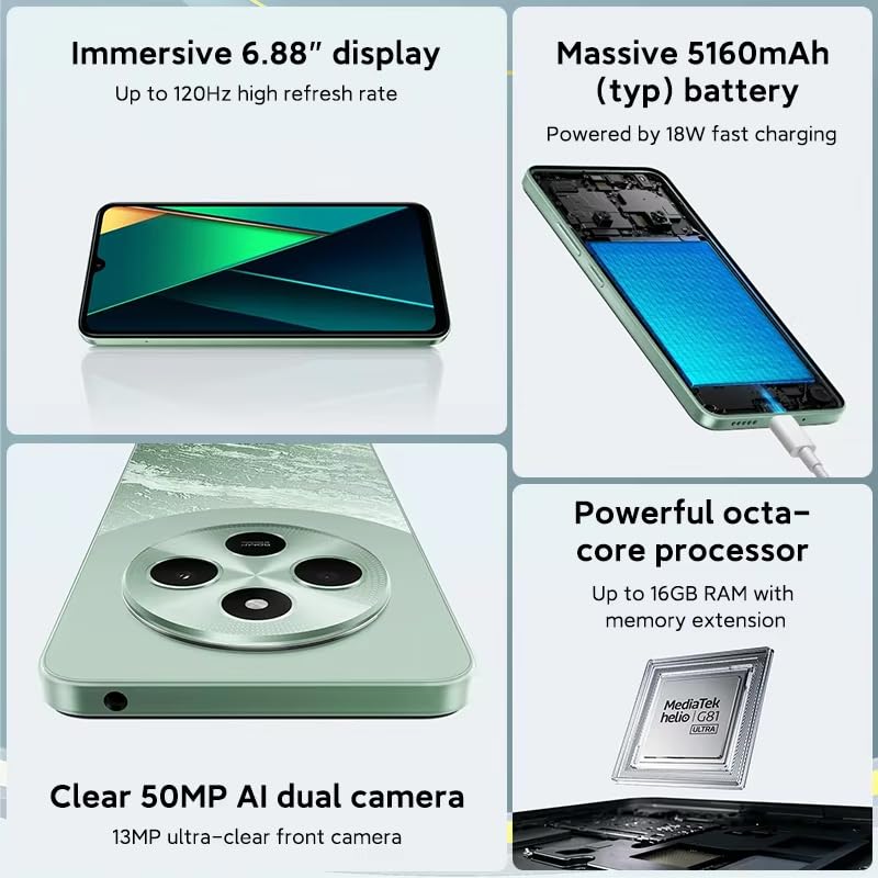 POCO C75 4G 128GB/256GB 6,88 ''120Hz RAM,5160mAh batería