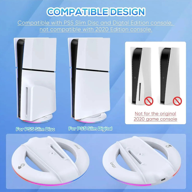 Suporte vertical IPEGA para console PS5 Slim com disco e digital e 14 modos de iluminação