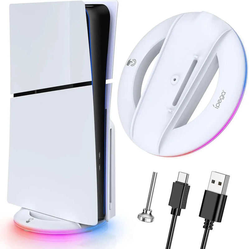 Suporte vertical IPEGA para console PS5 Slim com disco e digital e 14 modos de iluminação