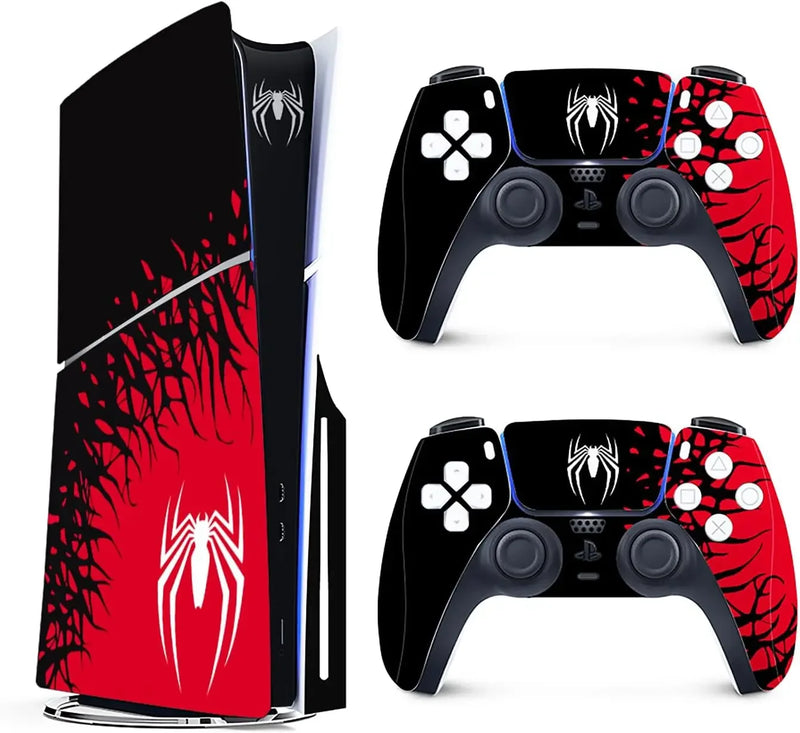 Capas de vinil para console Playstation 5 Slim, conjunto de adesivos de super-heróis para controle PS5 Disc Edition