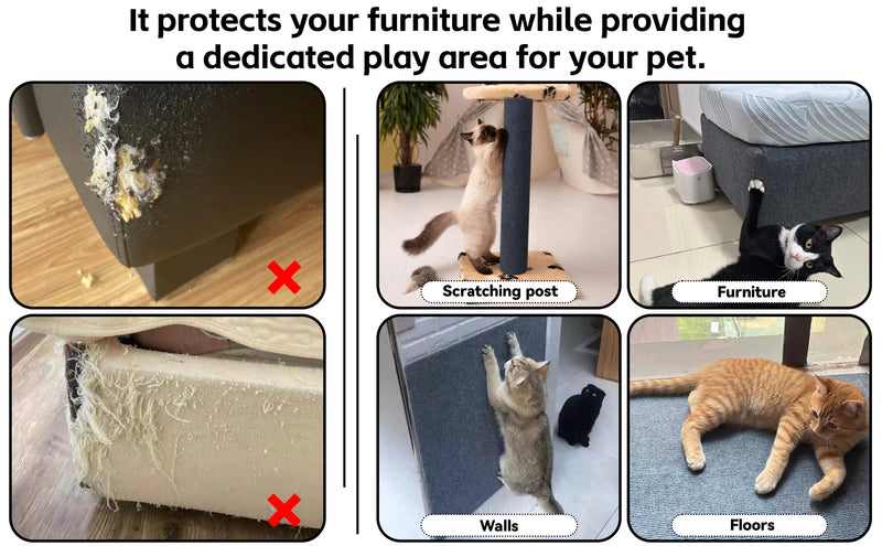 Protetor de Sofá com Arranhador para Gatos – Autoadesivo e Recortável