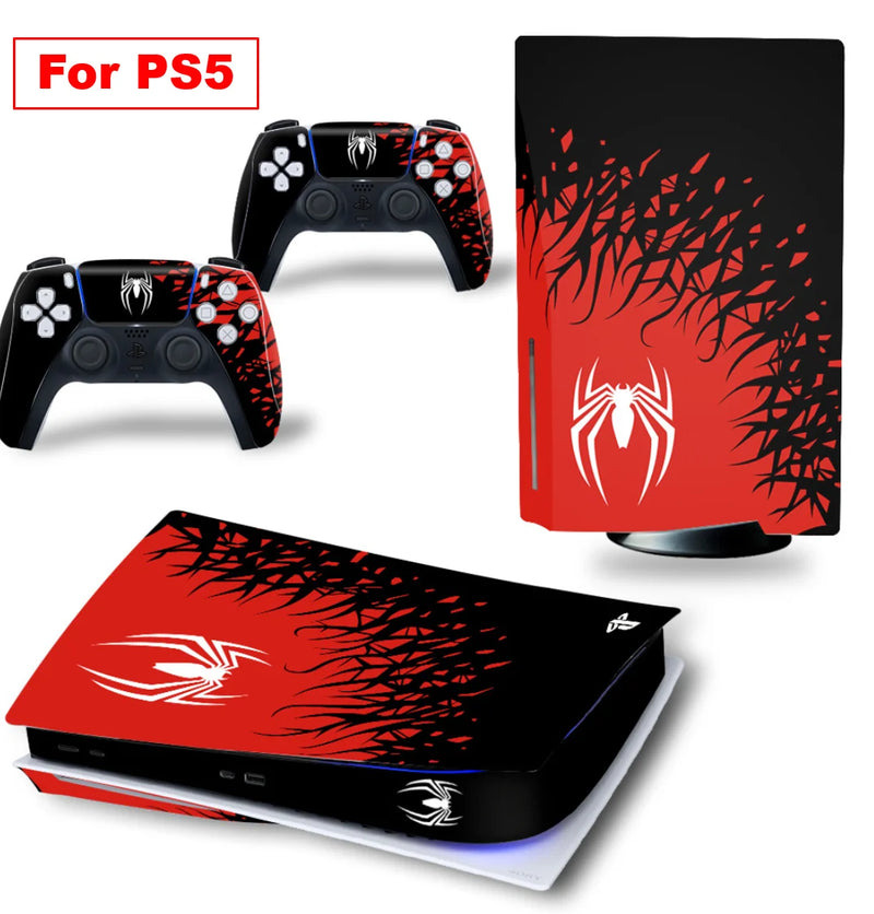 Capas de vinil para console Playstation 5 Slim, conjunto de adesivos de super-heróis para controle PS5 Disc Edition