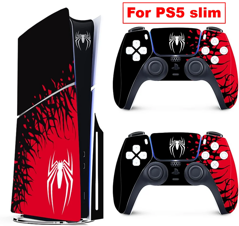 Capas de vinil para console Playstation 5 Slim, conjunto de adesivos de super-heróis para controle PS5 Disc Edition