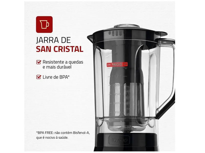 Liquidificador Mondial Turbo Power L-99 FB Preto com 3 Velocidades, Filtro, 550W - 220V