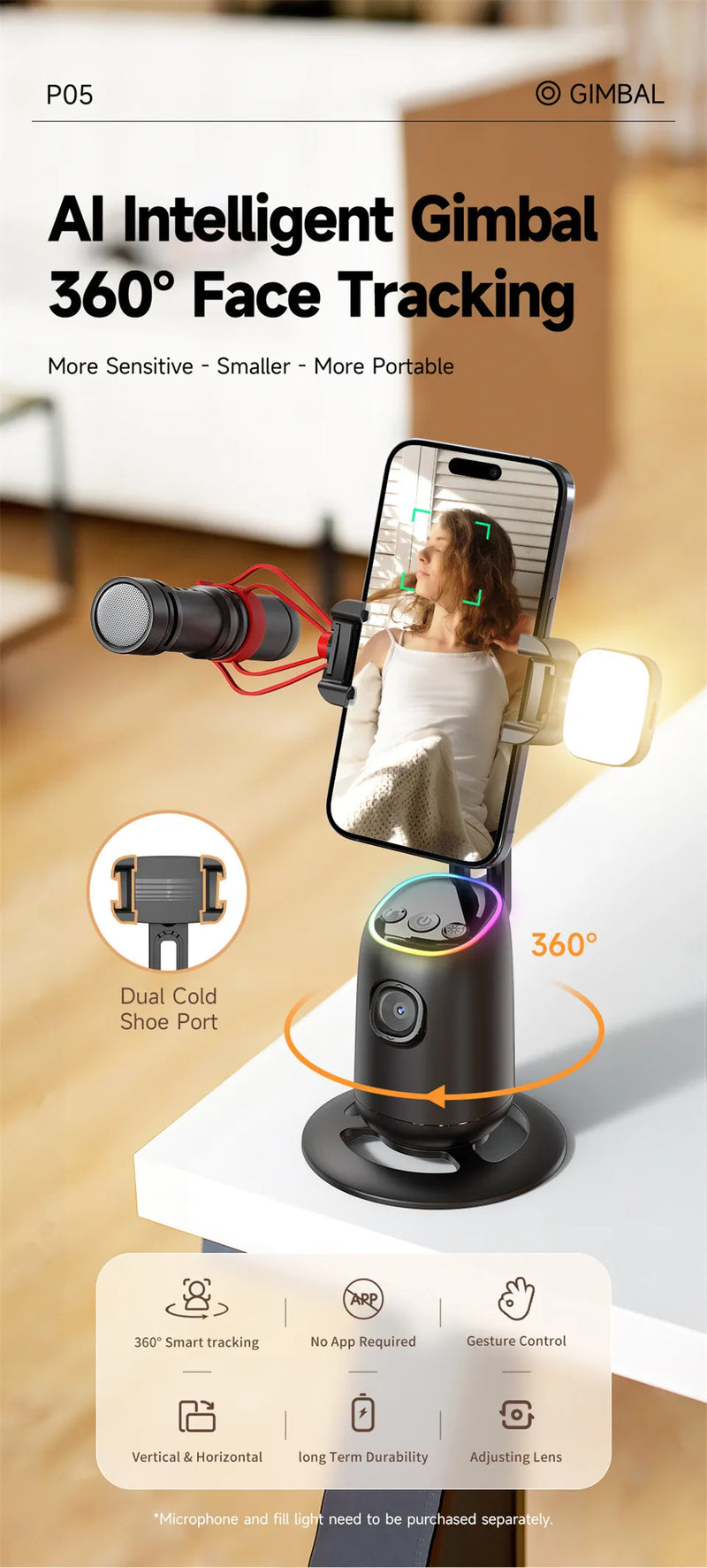 estabilizador cardan para o telefone móvel 360