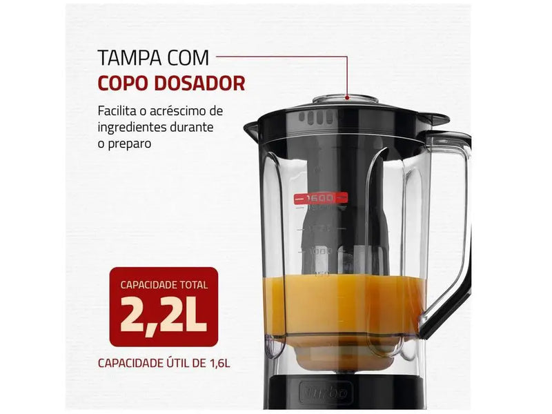 Liquidificador Mondial Turbo Power L-99 FB Preto com 3 Velocidades, Filtro, 550W - 220V