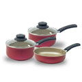 Conjunto de 3 Peças de Panelas Coloridas Premium Antiaderentes com Frigideira
